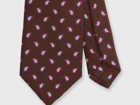 Silk Print Tie in Brown Red Sky Paisley Sale