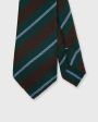 Wool Hopsack Tie in Brown Green Sky Stripe Online Sale