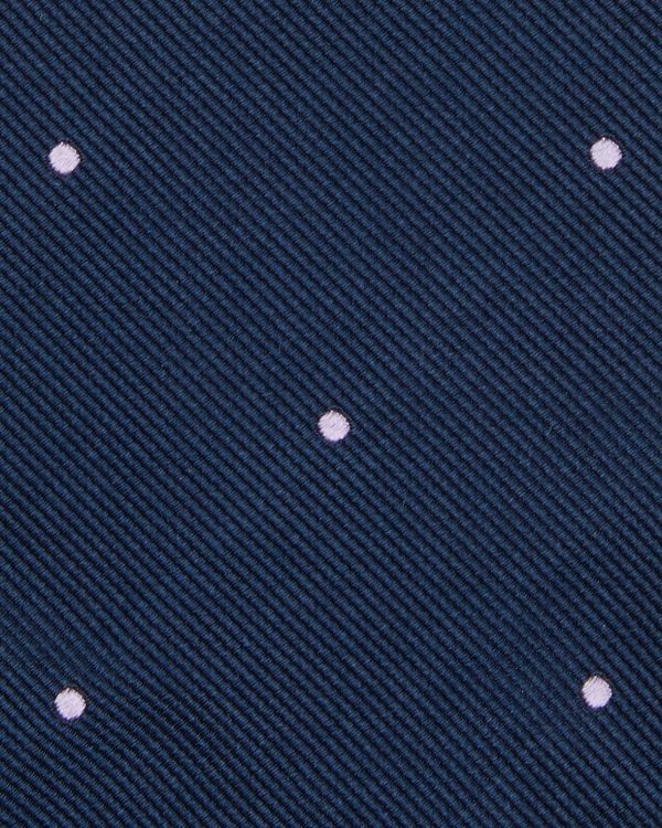 Silk Woven Tie in Navy Lilac Dot For Discount