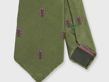 Silk Club Tie in Olive Tree of Life For Discount