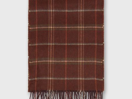 Cashmere Scarf in Russet Windowpane Hot on Sale