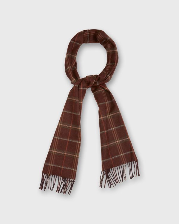 Cashmere Scarf in Russet Windowpane Hot on Sale