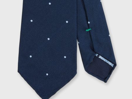 Silk Woven Tie in Navy Sky Dot For Cheap