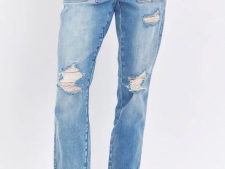 Pocket Destroyed Boyfriend Jean Cheap