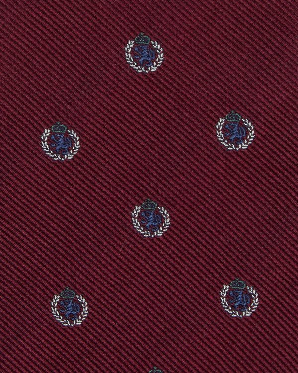 Silk Club Tie in Bourdeaux Dutch Griffin Crest Fashion