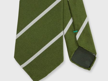 Silk Woven Tie in Moss Bone Bar Stripe Online now