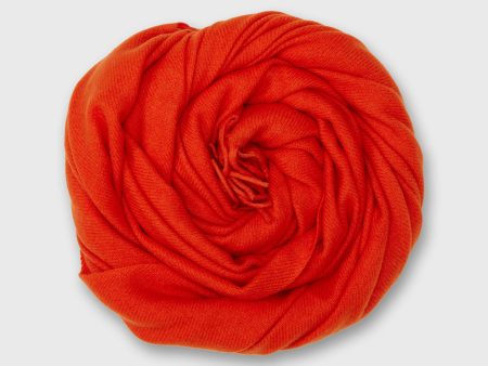 Handwoven Scarf in Orange Brushed Cashmere Twill For Sale