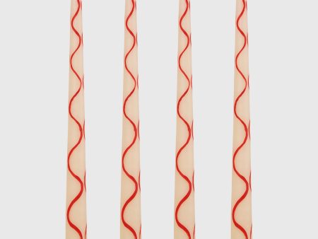 Hand-Painted Taper Candles (Set of 4) in Red Online Sale