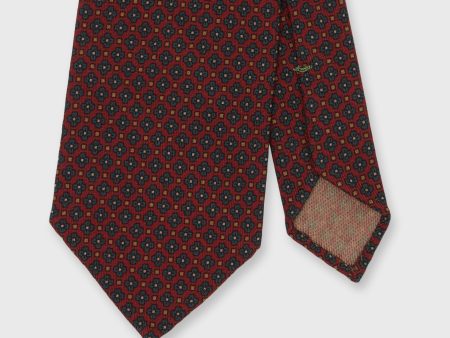 Wool Print Tie in Red Lovat Gold Flower Online now