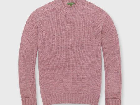 Washed Off-Gauge Crewneck Sweater in Heather Orchid Shetland Wool Online Hot Sale