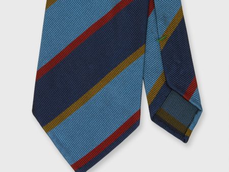 Silk Woven Tie in Navy Sky Gold Red Stripe Online