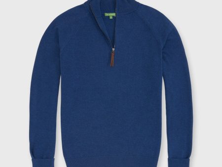 Half-Zip Sweater in Heather Marine Cotton Online