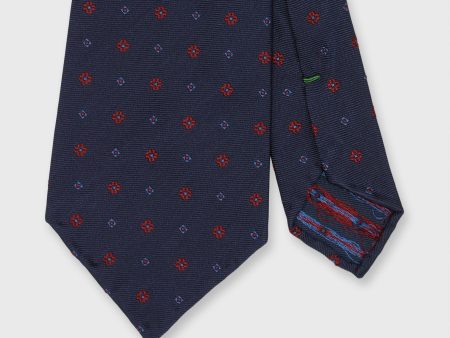 Silk Woven Tie in Navy Red Sky Foulard Online now