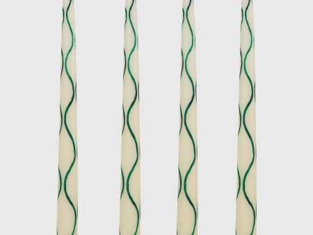 Hand-Painted Taper Candles (Set of 4) in Green Online