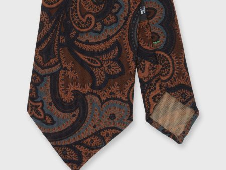 Wool Print Tie in Brown Navy Large Paisley Supply