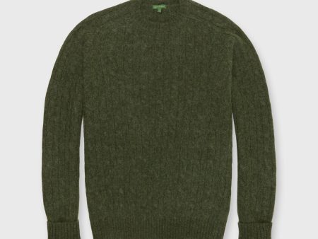 Washed Cable Crewneck Sweater in Arborist Rustic Wool Online