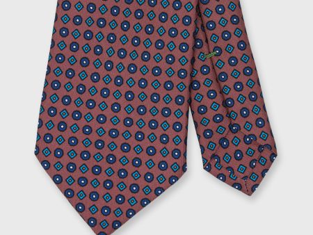 Silk Print Tie in Rose Mid Blue Blue Foulard Online Sale