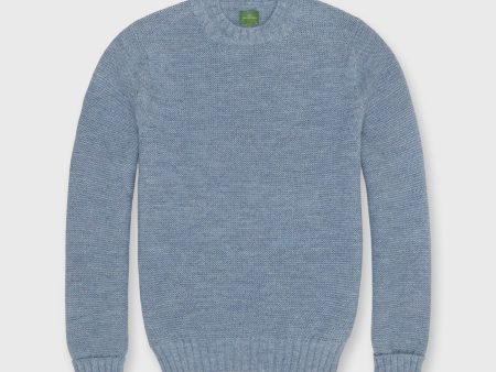 Link-Stitch Crewneck Sweater in Glacier Superfine Alpaca Online Sale