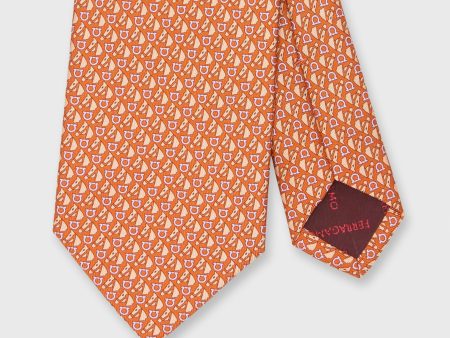 Silk Print Tie in Orange Yellow Horse For Discount