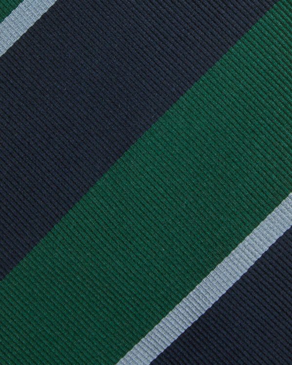 Silk Woven Tie in Green Navy Mist Stripe Fashion