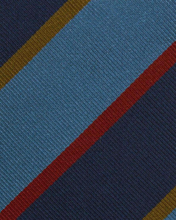 Silk Woven Tie in Navy Sky Gold Red Stripe Online