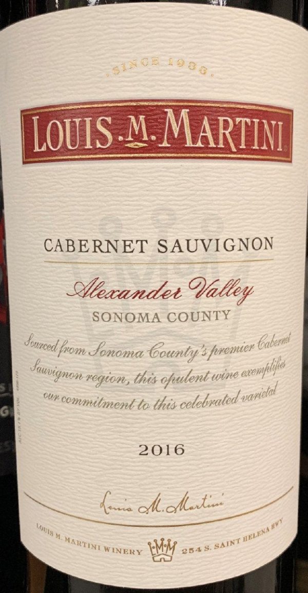 Louis M. Martini Cabernet Sauvignon Alexander Valley - 750ML Cheap